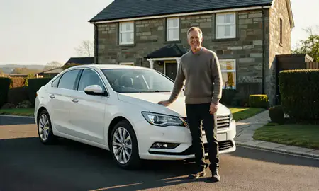 Customer with their delivered car in West Lothian, United Kingdom