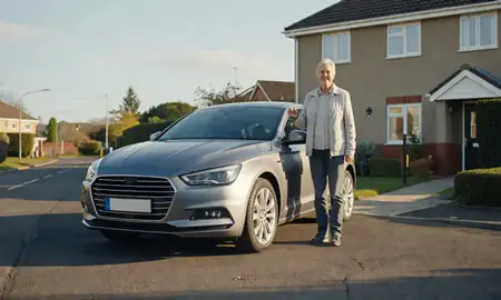 Car delivered to a driveway in West Lothian, United Kingdom