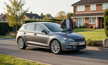 Car delivered to a driveway in Livingston, West Lothian, United Kingdom