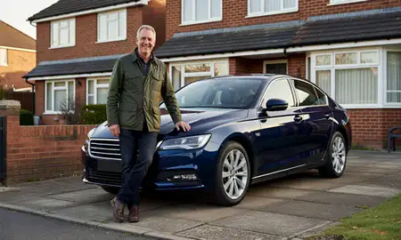 Customer with their delivered car in West Midlands, United Kingdom