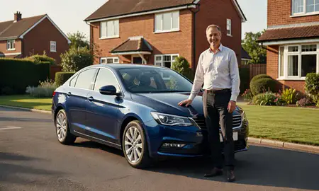 Customer with their delivered car in Aldridge, West Midlands, United Kingdom