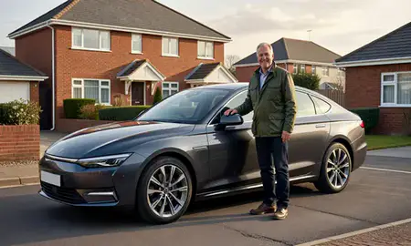Customer with their delivered car in Birmingham, West Midlands, United Kingdom