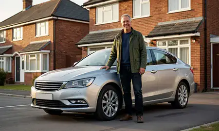 Customer with their delivered car in Bloxwich, West Midlands, United Kingdom
