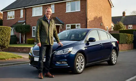 Customer with their delivered car in Dudley, West Midlands, United Kingdom