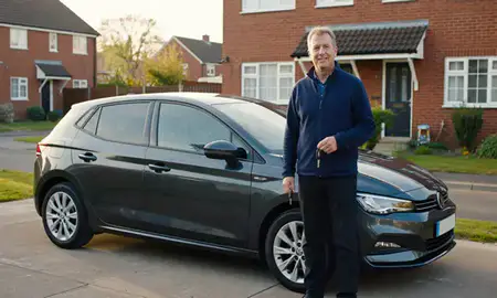 Car delivered to a driveway in Halesowen, West Midlands, United Kingdom