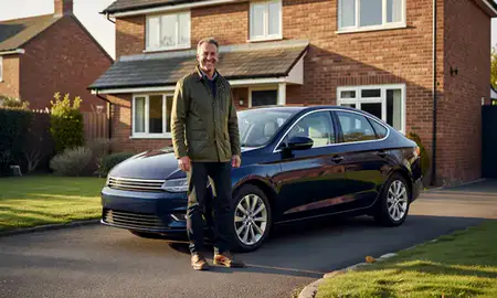 Customer with their delivered car in Kingswinford, West Midlands, United Kingdom