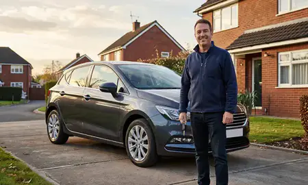 Car delivered to a driveway in Kingswinford, West Midlands, United Kingdom