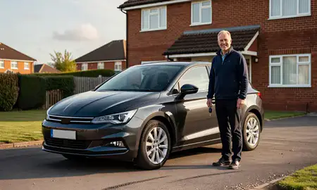Car delivered to a driveway in Smethwick, West Midlands, United Kingdom