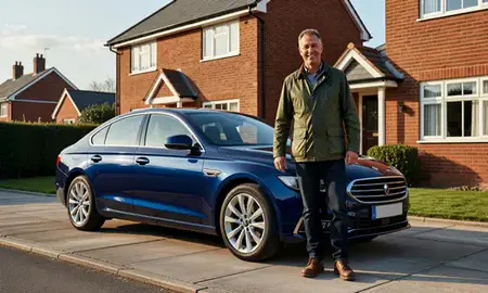 Customer with their delivered car in Solihull, West Midlands, United Kingdom