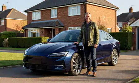 Customer with their delivered car in Sutton Coldfield, West Midlands, United Kingdom
