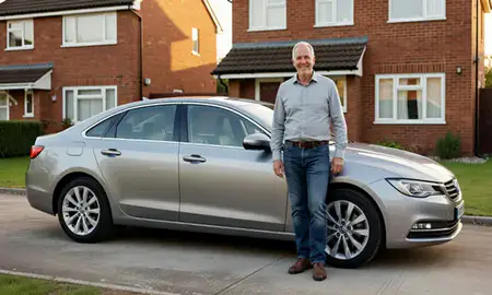 Customer with their delivered car in Tipton, West Midlands, United Kingdom