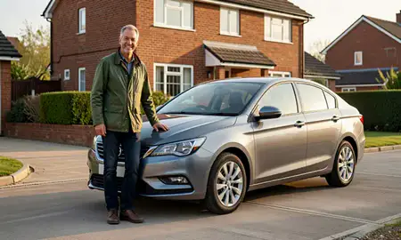 Customer with their delivered car in West Bromwich, West Midlands, United Kingdom