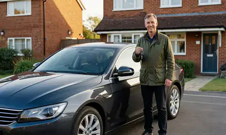 Car delivered to a driveway in West Sussex, United Kingdom