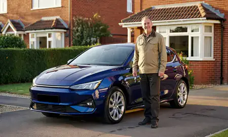 Car delivered to a driveway in Bognor Regis, West Sussex, United Kingdom