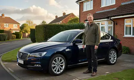 Car delivered to a driveway in Haywards Heath, West Sussex, United Kingdom