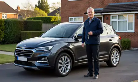 Car delivered to a driveway in Horsham, West Sussex, United Kingdom