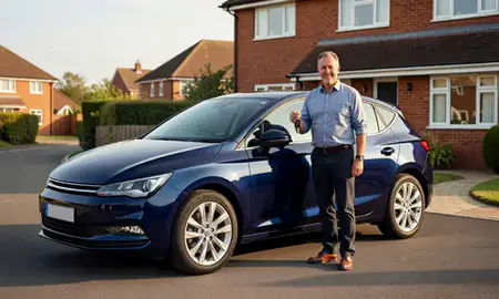 Car delivered to a driveway in Littlehampton, West Sussex, United Kingdom