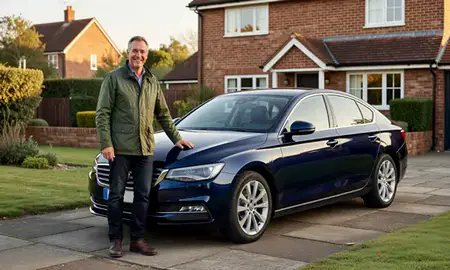 Customer with their delivered car in Shoreham-by-Sea, West Sussex, United Kingdom