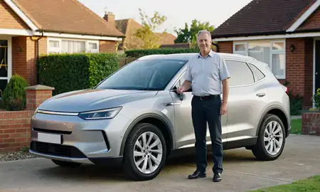 Car delivered to a driveway in Shoreham-by-Sea, West Sussex, United Kingdom