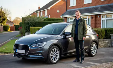 Car delivered to a driveway in West Yorkshire, United Kingdom