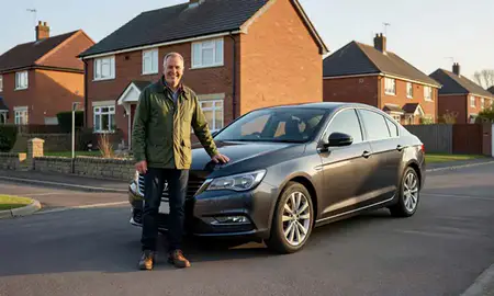 Customer with their delivered car in Bradford, West Yorkshire, United Kingdom
