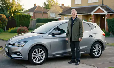 Car delivered to a driveway in Bradford, West Yorkshire, United Kingdom