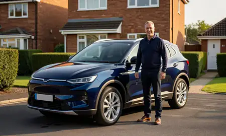 Car delivered to a driveway in Castleford, West Yorkshire, United Kingdom