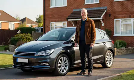 Car delivered to a driveway in Huddersfield, West Yorkshire, United Kingdom