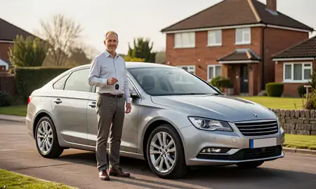 Car delivered to a driveway in Keighley, West Yorkshire, United Kingdom