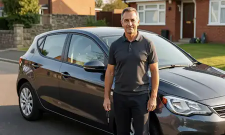 Car delivered to a driveway in Wakefield, West Yorkshire, United Kingdom
