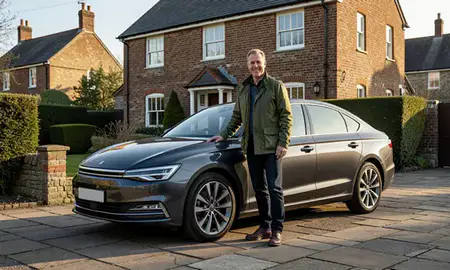 Customer with their delivered car in Worcestershire, United Kingdom