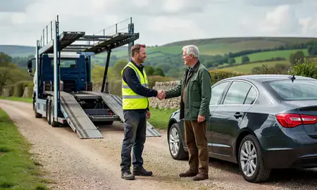 Vehicle owner beside their delivered car in Worcestershire, United Kingdom
