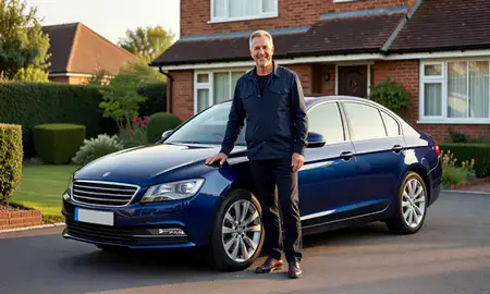 Customer with their delivered car in Kidderminster, Worcestershire, United Kingdom