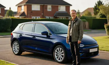 Car delivered to a driveway in Worcester, Worcestershire, United Kingdom