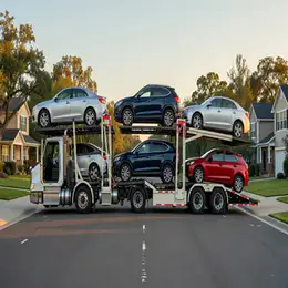 Car transporter carrier in Los Angeles, California