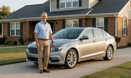 Customer with their delivered car in Alabama, United States