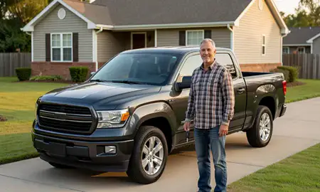 Car delivered to a driveway in Alabama, United States