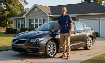 Customer with their delivered car in Albertville, Alabama, United States