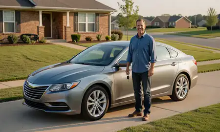 Car delivered to a driveway in Albertville, Alabama, United States