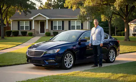Car delivered to a driveway in Anniston, Alabama, United States
