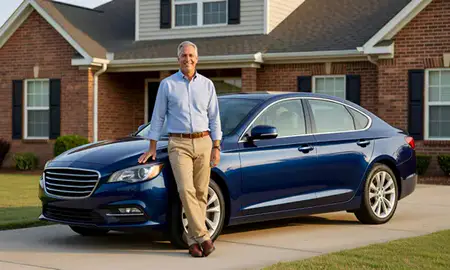 Customer with their delivered car in Athens, Alabama, United States
