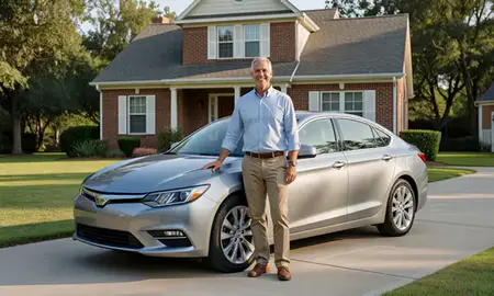 Customer with their delivered car in Auburn, Alabama, United States