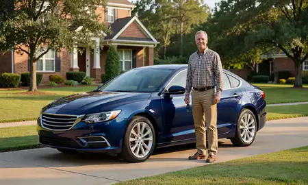 Car delivered to a driveway in Auburn, Alabama, United States