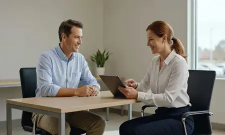 Customer discussing car shipping options in Auburn, Alabama, United States
