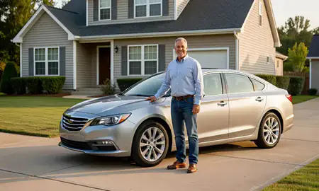 Customer with their delivered car in Bessemer, Alabama, United States