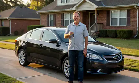 Car delivered to a driveway in Bessemer, Alabama, United States