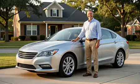Customer with their delivered car in Birmingham, Alabama, United States