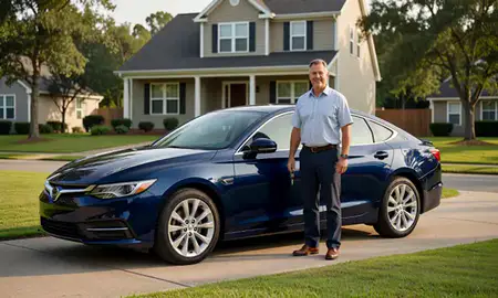 Car delivered to a driveway in Daphne, Alabama, United States