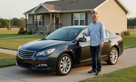Car delivered to a driveway in Decatur, Alabama, United States