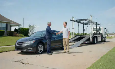 Vehicle owner beside their delivered car in Dothan, Alabama, United States